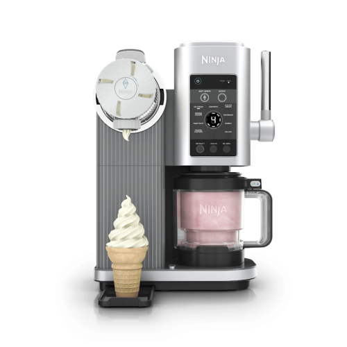 Ninja CREAMi® Scoop & Swirl™ Soft Serve Ice Cream Machine in Stone & Gold
